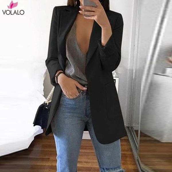 

women's jackets 2021 est style women's spring autumn long sleeve casual coat solid color slim fit outdoor work suit1, Black;brown