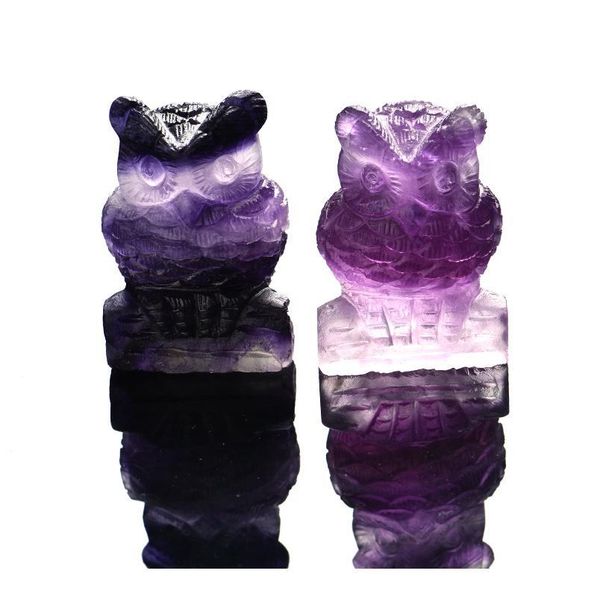 

1pc natural fluorite owl crystal mineral jewelry wisdom happiness bird family home decoration study decoration jlluzu, Black