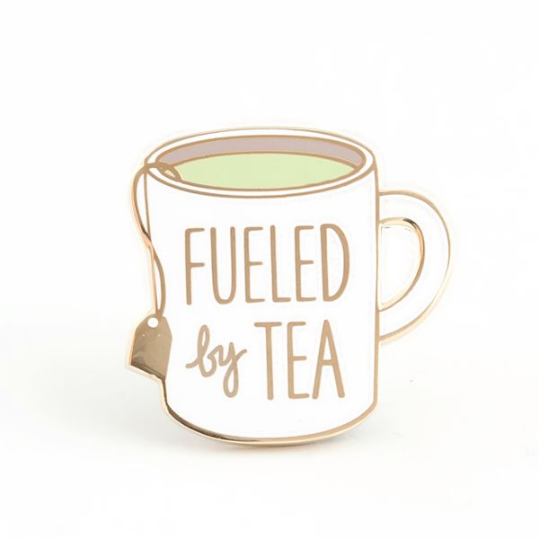 

fashion minimalism fueled by tea enamel pin cute teas art badge accessories mother's day jewelry gift, Gray