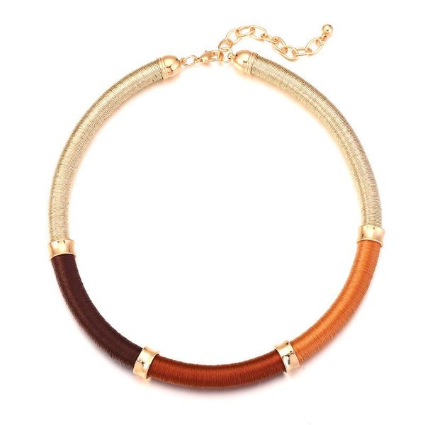 

chokers lady mixed color jewelry torques gold blue choker brand collar necklaces rope fashion simple chain statement necklace for women, Golden;silver