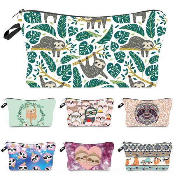 

huoxe hand xuunh print sloth rainforest bagcosmetic bag storage bagwomen's multifunctional travel storage bag cosmetic