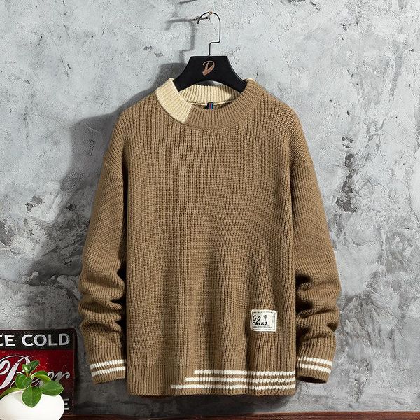 

men's sweaters 2021 autumn winter warm soft feel fashionable casual jacquard crew-neck sweater size -3xl, White;black