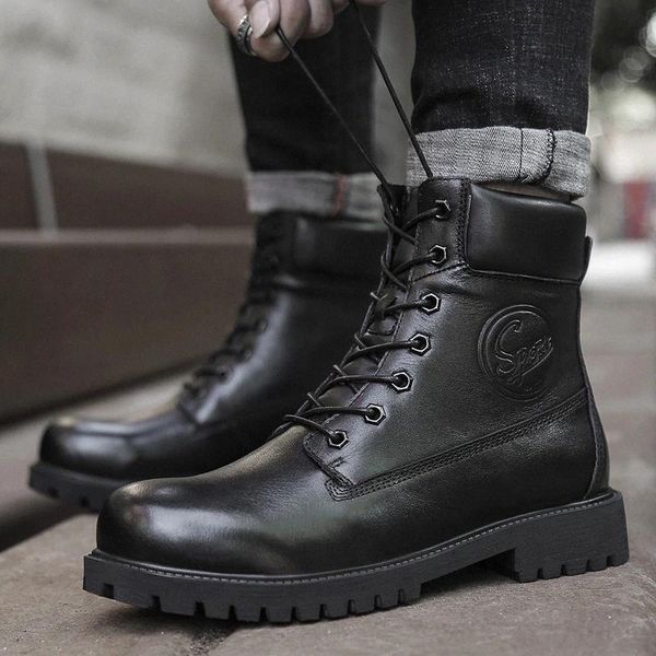 

genuine leather winter men boots fashion winter waterproof ankle boots keep warm snow outdoor working men shoes j3 #yk92