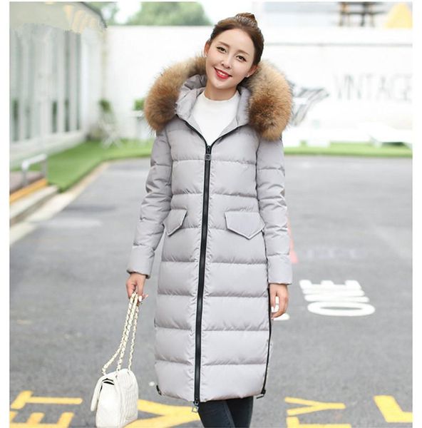 

women's down & parkas mujer 2021 women raccoon fur collar jackets women's warm winter coat female white duck jacket inverno wxf202, Black