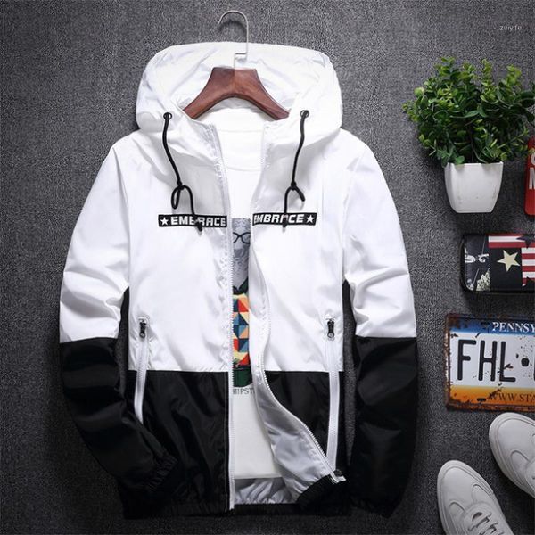 

new spring autumn bomber hooded jacket men casual slim patchwork windbreaker jacket male outwear zipper thin coat brand clothing1, Black;brown