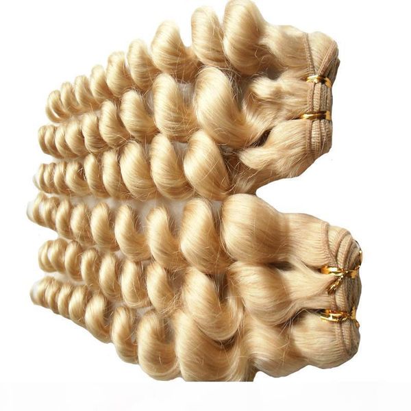 

brazilian loose wave bundles blonde human hair weft 2 bundles non-remy 200g 613 bleach blonde brazilian hair weave bundles double weft, Black