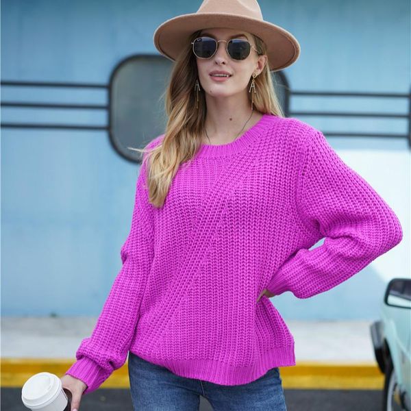 

women's sweaters 2021 autumn and winter amazon pure color pullover sweater fashion temperament commuter round neck long-sleeved women, White;black