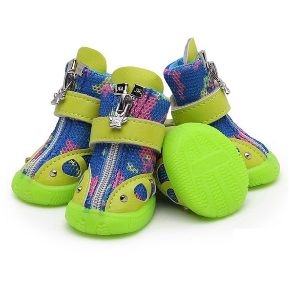 

4pcs/lot casual anti-slip small dog shoes cute pet shoes reflective breathable soft bottom mesh d wmtznl