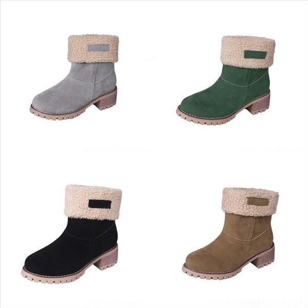 

c3h classic winterboots tie belt warm snow boots men women size leatherthick lace boot kid sock boot short boots bottom shoes lady up, Black