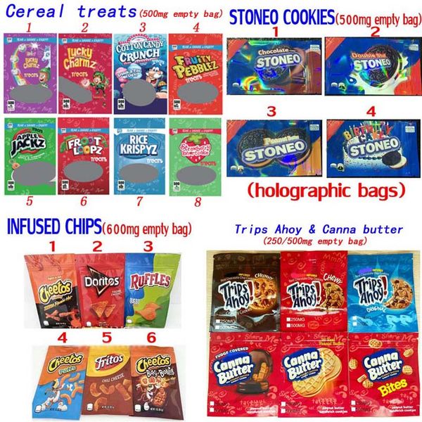 

cereal caramel treats edibles candy packaging stoneo cookies gummies medicated candy cheetos canna butter trips ahoy infused chips packaging