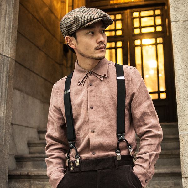 

soarin niche design linen men's vintage suit shirt double collar