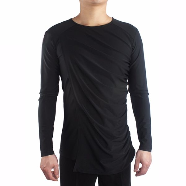 

current male latin dance shirts black color cotton long sleeve wears men gentlemen ballroom chacha present fabrics q7048, Black;red