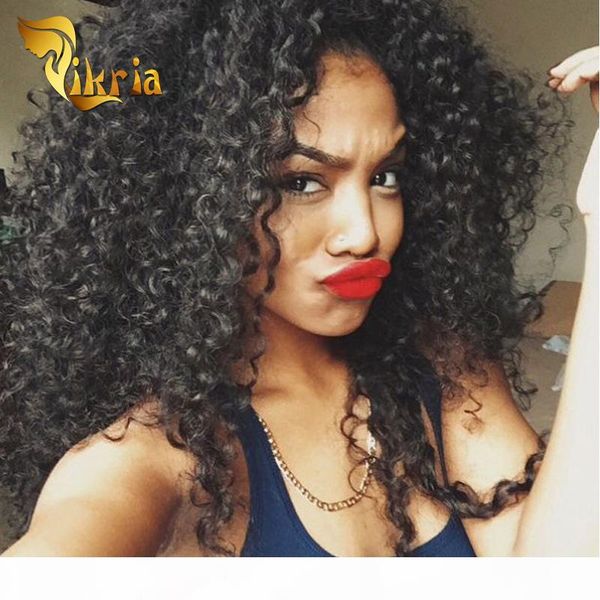 

brazilian lace front human hair wigs malaysian peruvian virgin human hair full lace wig kinky curly human hair lace wigs for black women, Black;brown