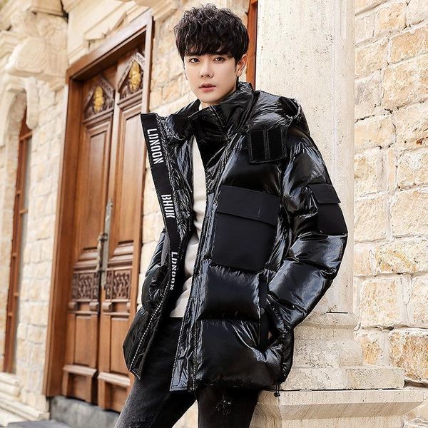 

down jacket men 2020 new korean short white duck down coat fashionable and handsome thickened warm hooded coat1, Black