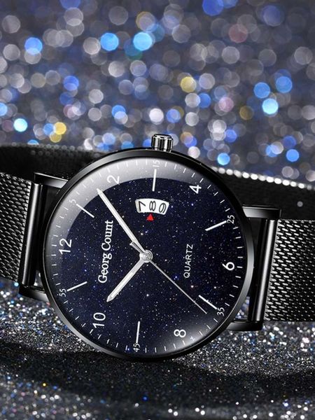 

men's star simple watch new concept ultra thin trend mechanical watch men's student sports full automatic quartz men's watch, Slivery;brown