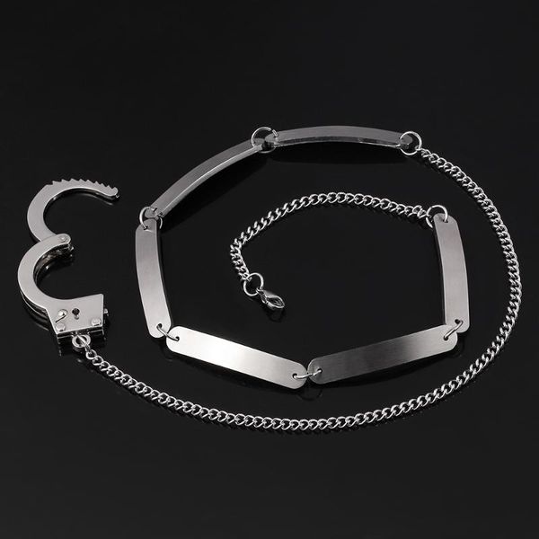 

pendant necklaces trendy handcuff necklace street style metal long chain clavicle for women fashion neck jewelry, Silver