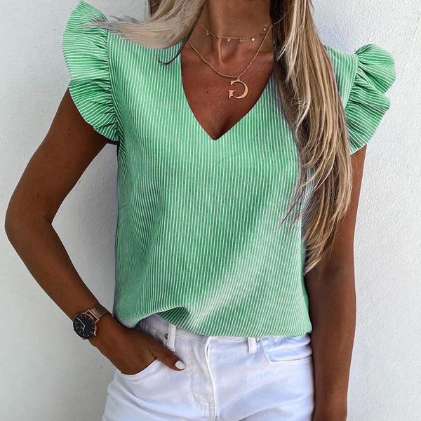 

women pineapple floral print ruffle blouse 2021 summer butterfly sleeve shirt elegant office lady o-neck blusa streetwear1, White