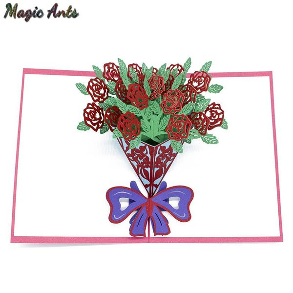 

букет из роз цветы 3д pop up card день подарков с конвертов наклейки laser cut приглашение поздравительная открытка открытка sqcsyt pp2006