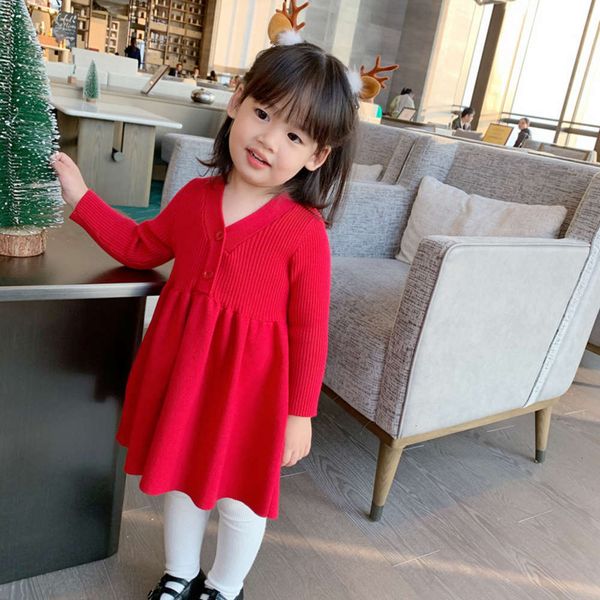 

autumn winter () v-neck and knitted girls' thickened woolen drs 5em7nsqduzd6, Red;yellow