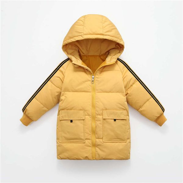 

yishan love solid color medium length thickened white duck children's down jacket, Black