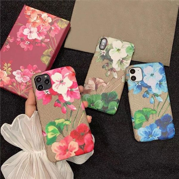 Capas de telefone de designer de moda para iPhone 15 14 13 Pro Max 12 11 7 Samsung Galaxy S20 S20P NOTA 20 Ultra S21 PU Couro Flor Capa de celular