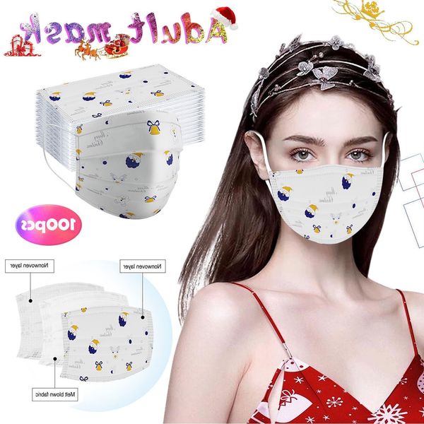 

mascarilla desechable 100pc macka одноразовый унисекс напечатанный рождественские мягкие для взрослых 3-слойные маски лица повязки маски