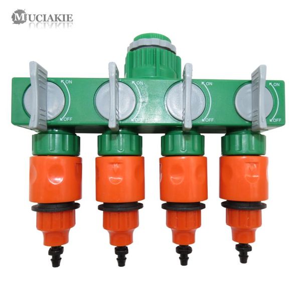 

muciakie 1 set 4-ways water hose spliter with quick connectors shut off four branches garden hose for 4/7mm 8/11mm