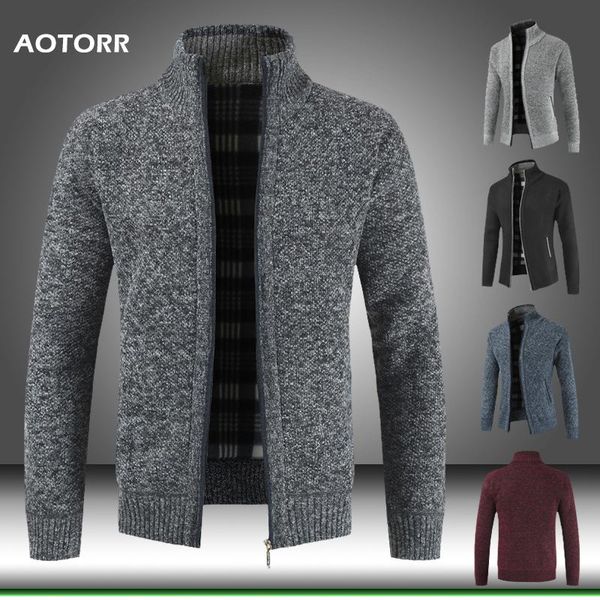 

2020 autumn winter new mens jacket stand collar zipper jackets men slim fit coat men solid thick warm jacket cotton man clothing, Black;brown