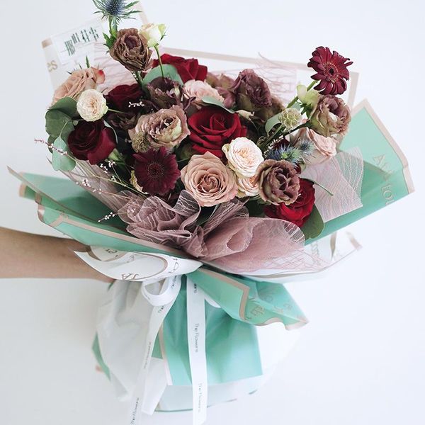 

golden frame цветочная упаковочная бумага водонепроницаемая желе букет букет уоборочная бумага флорист подарочный материал jllyau mx_home