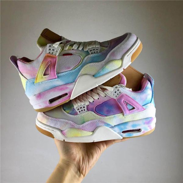

designer mens discount shoes white denim 4 rainbow jeans basketball sports sneakers 4s jumpman multicolor men athletic trainer dfw4, Black