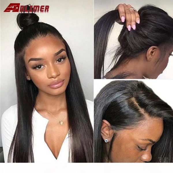 

glueless full lace human hair wigs pre plucked natural hairline with baby hair brazilian remy straight human hair wigs, Black