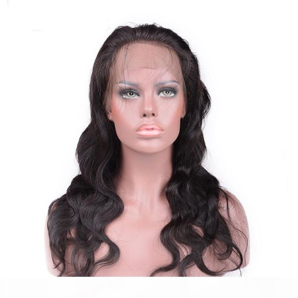 

z&f hand made hook natural color full lace wigs body wave human hair brazilian hair with baby hair, Black;brown