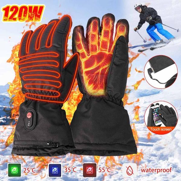 

1 pair winter hand warmer electric thermal gloves waterproof touch screen heated gloves battery powered outdoor ski1