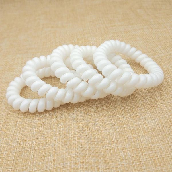 

women girls size 5cm white plastic hair bands elastic rubber telephone wire ties & rope accessory q bbyfjx