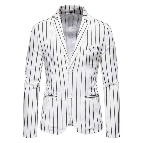 

blazer men's colorful striped two button for men, White;black