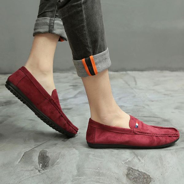 

sneakers 2020 formal shoes man suede leather loafers men italy dress slip on business wedding party shoes for male, Black