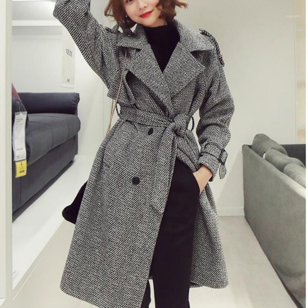 

women korean winter long overcoat outwear coat loose plus size cardigans long sleeve manteau femme hiver elegant1, Tan;black