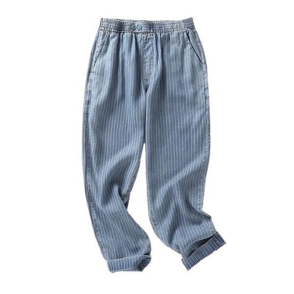 

women's jeans high waisted tencel for women summer solid pocket thin casual all match female pants quality, Blue