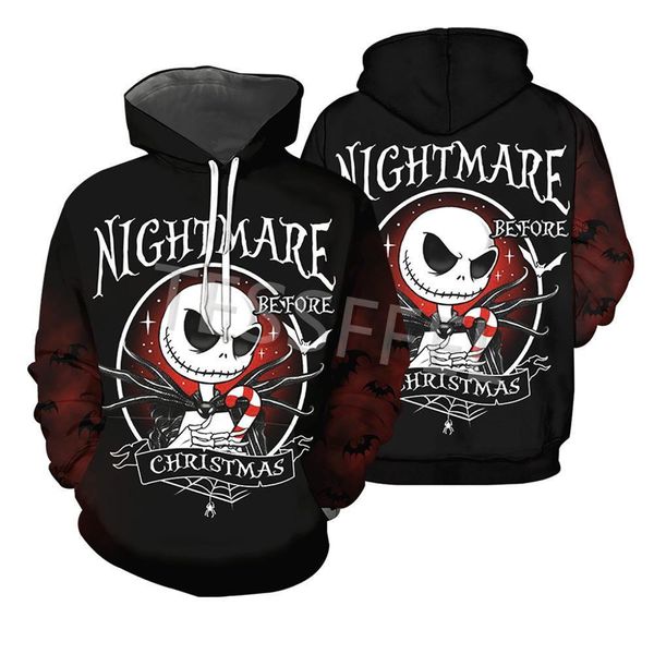 

кошмары tessler на сочельник джек скеллингтон 3d с хеллоуин костюм houdie harajuku пальто no.4, Black