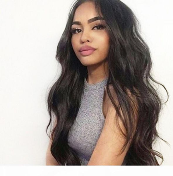 

malaysian body wave hair wigs with baby hair long full lace wigs lace front wig for women, Black;brown