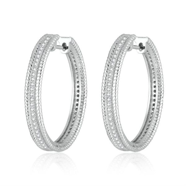 

hoop & huggie simple luxury oval silver color earrings for women zircon jewelry zk30, Golden;silver