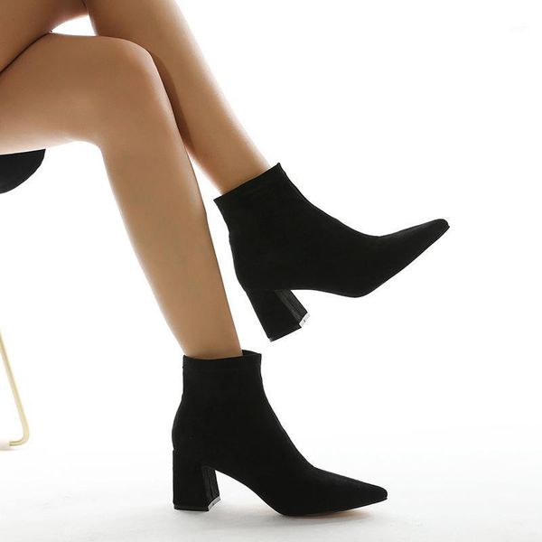 

boots european autumn versatile thick heel women shoes size 35-421, Black
