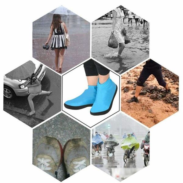 

1pair anti rain emulsion shoe cover portable thick sole waterproof foot wear reusable travel accessories protective jllkdl