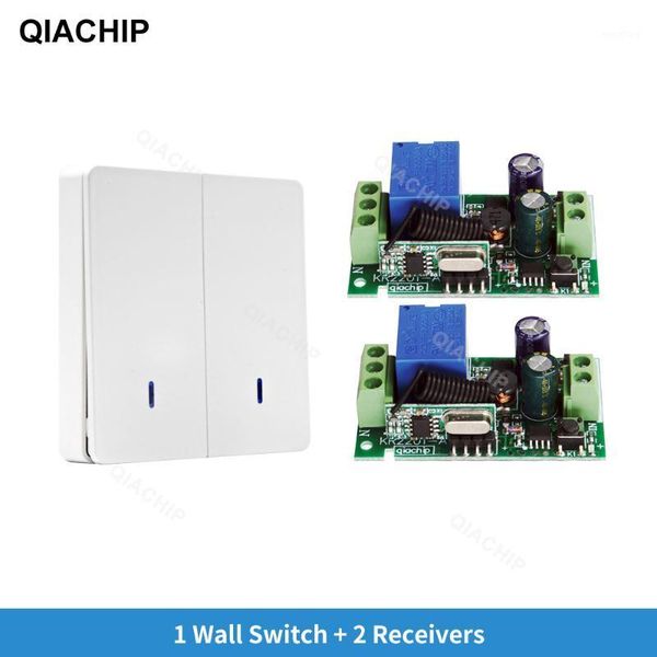 

qiachip 433 mhz wireless rf wall panel transmitter and ac 110v 220v 1 ch remote control switch relay receiver hall bedroom light1