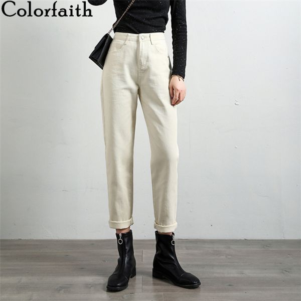 

colorfaith new 2020 women spring summer jeans casual straight empiretrousers loose denim fashionable ankle-length pants j2288 1017, Blue