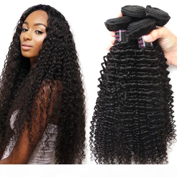 

10a brazilian kinky curly weave human hair 4 bundles deal 100% peruvian remy hair extensions natural color 8-28 inch ing, Black