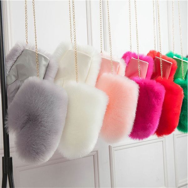 

women' warm winter imitation fur female hanger plus velvet thick plush artificial fox leather gloves, Blue;gray