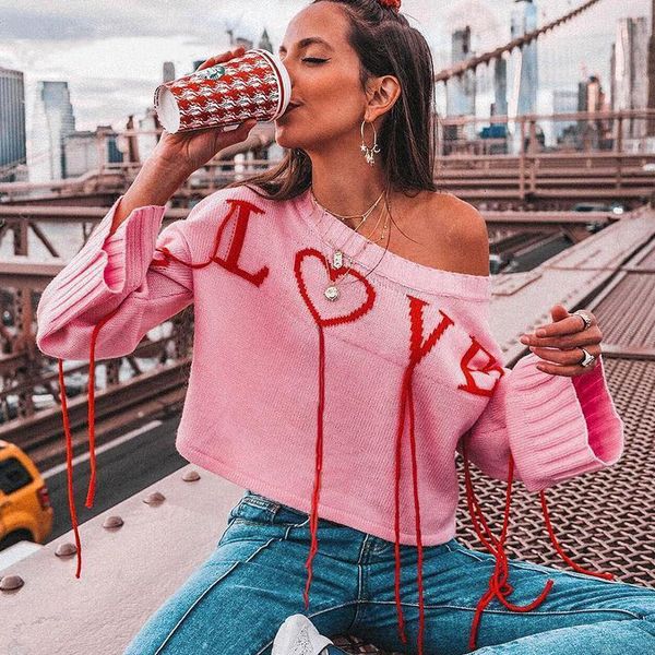 

long sleeve pink heart sweater women autumn winter pullover fashion high street tassel casual oversize chic jumpers 2021, White;black