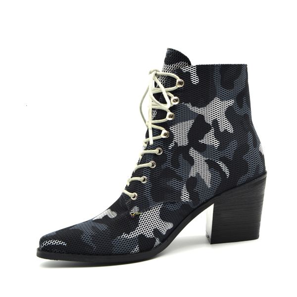 

2021 women's boots plus size 22-26.5cm lycra length tissue toggle laces fashion booties heel women shoes znxk, Black