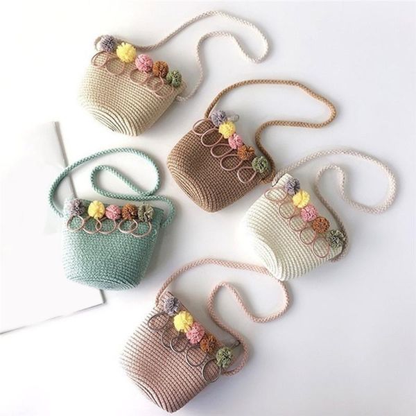 

new handmade summer girls shoulder bag flower straw bag messenger keys coin purse cute princess mini handbag